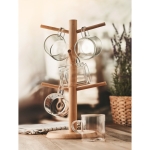 Bamboo cup stand with 6 drink glasses for the kitchen, 200 ml wood colour ambient view