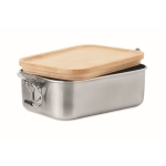 Steel lunch box, bamboo lid, leak-proof buckles, 750 ml wood colour second view