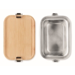 Steel lunch box, bamboo lid, leak-proof buckles, 750 ml wood colour fourth view