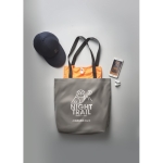 Fabric bag made from reflective 190D polyester matt silver colour main ambient view