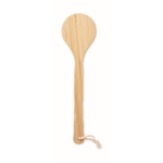 Bamboo shower brush with nylon bristles and hanging loop wood colour second view