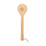 Bamboo shower brush with nylon bristles and hanging loop wood colour second main view