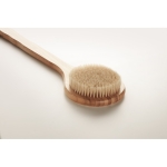 Bamboo shower brush with nylon bristles and hanging loop wood colour fourth photographic view