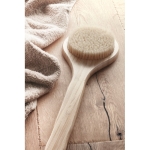 Bamboo shower brush with nylon bristles and hanging loop wood colour second ambient view