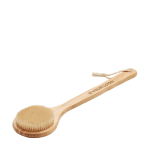 Bamboo shower brush with nylon bristles and hanging loop wood colour view with print area