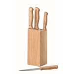 5-piece wooden knife set in a block as a promotional gift wood colour second view