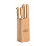 5-piece wooden knife set in a block as a promotional gift wood colour second main view