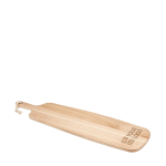 Elongated wooden chopping board view with print area