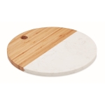 Round marble and bamboo serving board wood colour