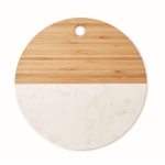 Round marble and bamboo serving board wood colour third view