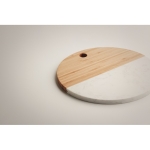 Round marble and bamboo serving board wood colour fourth photographic view