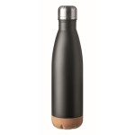 Leak-proof steel bottle with cork base, 600 ml black colour