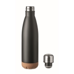 Leak-proof steel bottle with cork base, 600 ml black colour second view