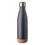 Leak-proof steel bottle with cork base, 600 ml ultramarine blue colour