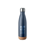 Leak-proof steel bottle with cork base, 600 ml view with print area