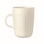 Original mug with knitted pattern decoration and logo, 310 ml white colour