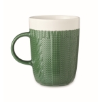 Original mug with knitted pattern decoration and logo, 310 ml green colour