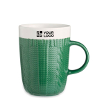 Original mug with knitted pattern decoration and logo, 310 ml view with print area