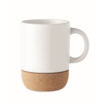 White ceramic mug with cork base, ideal for sublimation, 300 ml white colour