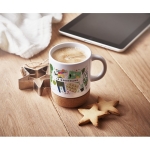 White ceramic mug with cork base, ideal for sublimation, 300 ml white colour fourth ambient view 2