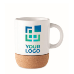 White ceramic mug with cork base, ideal for sublimation, 300 ml view with print area