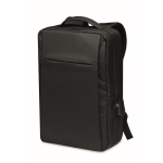 Recycled laptop backpack with USB Port, 16” black colour second view