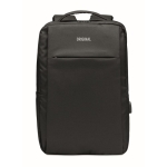 Recycled laptop backpack with USB Port, 16” black colour third main view