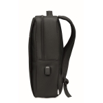 Recycled laptop backpack with USB Port, 16” black colour sixth view