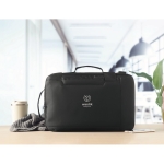 High-quality laptop backpack made from recycled material, 16” black colour main ambient view