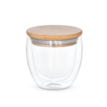 Double-walled glass with bamboo lid, 250 ml light wood colour