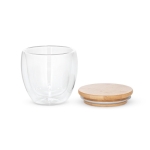 Double-walled glass with bamboo lid, 250 ml light wood colour