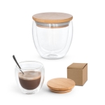 Double-walled glass with bamboo lid, 250 ml