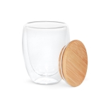 Double-walled glass with bamboo lid, 350 ml light wood colour