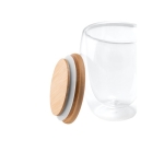 Double-walled glass with bamboo lid, 350 ml light wood colour