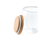 Double-walled glass with bamboo lid, 350 ml light wood colour