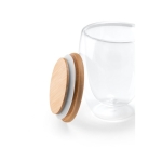 Double-walled glass with bamboo lid, 350 ml light wood colour