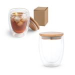 Double-walled glass with bamboo lid, 350 ml