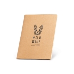 Notebook with sewn cardboard cover blank pages, A4 natural colour