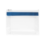 Transparent plastic toiletry bag with zipper blue colour first view