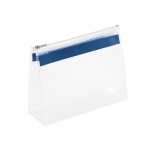 Transparent plastic toiletry bag with zipper blue colour