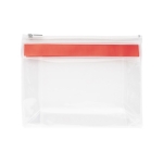 Transparent plastic toiletry bag with zipper orange colour first view