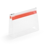 Transparent plastic toiletry bag with zipper orange colour