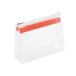 Transparent plastic toiletry bag with zipper orange colour