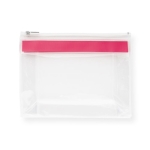 Transparent plastic toiletry bag with zipper pink colour first view