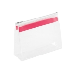 Transparent plastic toiletry bag with zipper pink colour