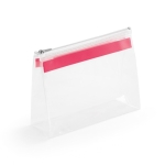 Transparent plastic toiletry bag with zipper pink colour