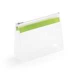 Transparent plastic toiletry bag with zipper light-green colour