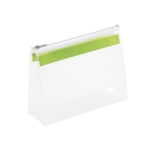 Transparent plastic toiletry bag with zipper light-green colour