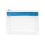 Transparent plastic toiletry bag with zipper light blue colour first view