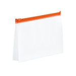 Airtight plastic toiletry bag with coloured zipper orange colour